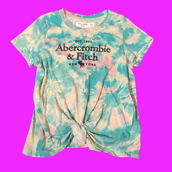 Youth Abercrombie & Fitch Tie Front Tie Dye Top size 5 to 6 cotton blue pink - Picture 1 of 9